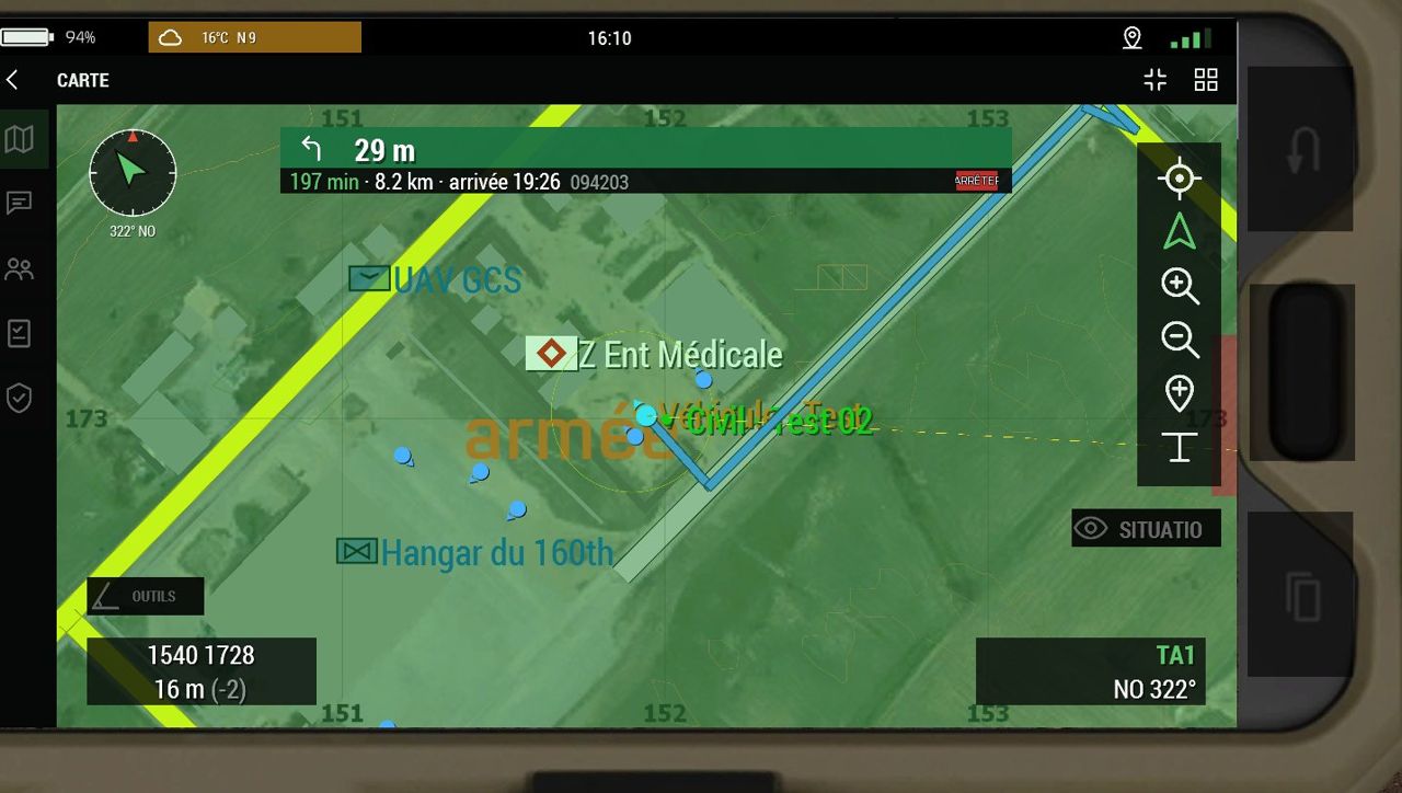 Guidage GPS vers l’objectif